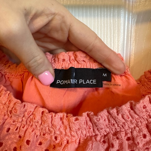 Pomander Place Coral Eyelet Iris Blouse - Picture 2 of 6